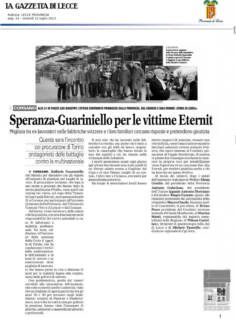 LaGazz- Guariniello amianto 12.07.13