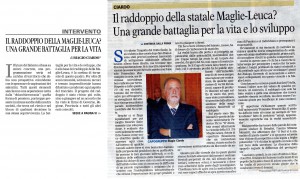 Il raddoppio della Maglie-Leuca?Una grande battaglia per la vita e lo sviluppo - La Gazzetta di Lecce 22/04/2014